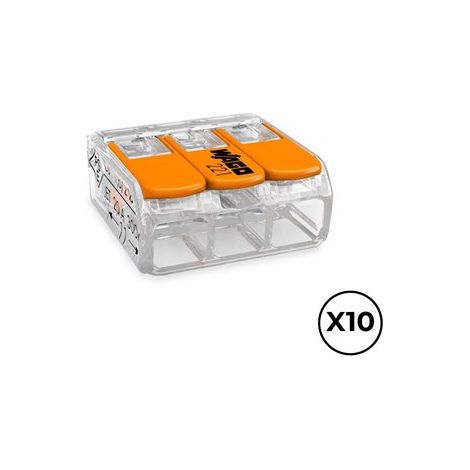 Connettore rapido Wago 18,8 x 18,6 x 8,4 mm 4 mm 450 V 3 conexiones (10 Unità)