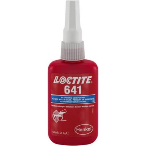 Loctite 641 50 ml gelber anaerober Klebstoff für Lager und zylindrische Teile, mittlere Festigkeit, Demontage der Bauteile möglich, mittlere Viskosität