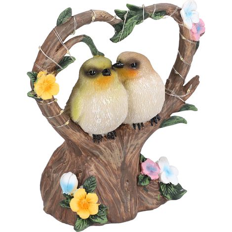 Veilleuse solaire de jardin en forme de cœur, figurine d'animaux simulant un couple, pour balcon, cour ou décoration extérieure JX1007 (1/5)
