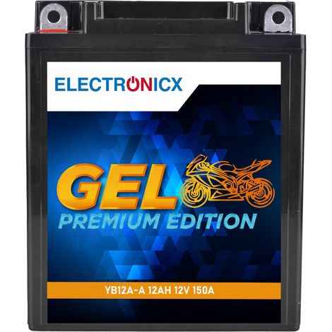 Electronicx YB12A-A 12V 12Ah GEL Motorradbatterie - Wartungsfrei & Versiegelt - Kompatibel mit YB12A-A / 51211 - Premium Batterie 12V Wartungsfrei (1/5)