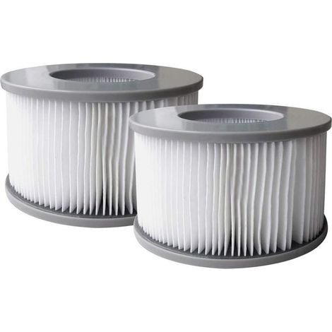 2 cartouches filtrantes pour spa gonflable, diamètre 10,8 cm, hauteur 6,7 cm, structure en plastique, plis en tissu non tissé, 90 plis (1/5)