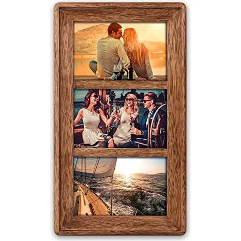 Zep BM364 Marco Rhone De Madera, Multifoto De Pared O De Mesa Para 3 Fotos, Marrón (1/2)