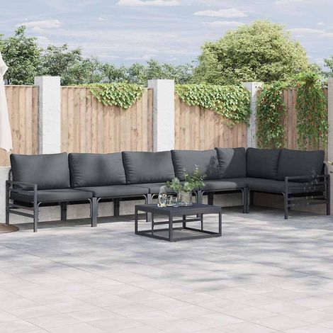 Conjunto de sofás de jardín con cojín 6 pcs Negro Acero vidaXL (1/5)
