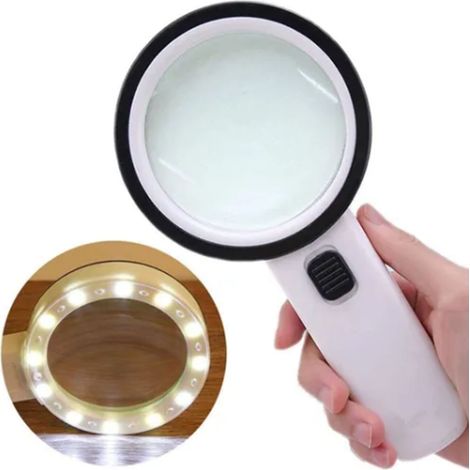 Lente d'ingrandimento ottica Elprico 10x a doppio strato con luce LED, lente d'ingrandimento portatile per anziani, di grandi dimensioni per una facile lettura, 1 lente d'ingrandimento