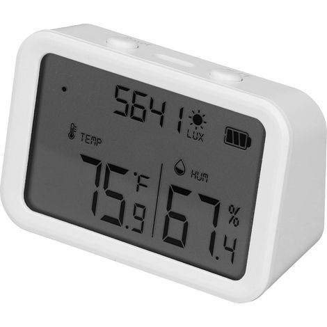 Intelligentes WLAN-Thermometer und Hygrometer für den Innenbereich: Drahtloser Temperatur- und Feuchtigkeitssensor mit Lichtstärkeerkennung (1/5)