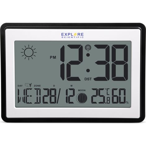 Explore Scientific RDC8002 Horloge murale noir blanc LCD (1/5)