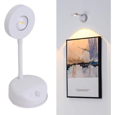 Lampe murale sans fil,eclairage tableau led rechargeable,applique a pile,lampe avec Détecteur de Mouvement,3 modes de gradation,pour Image,vitrines,fléchettes,photo,portrait. (1/5)