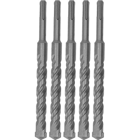 5-teiliges Set Schlagbohrer mit Hartmetallspitze, 2-schneidige Spiralbohrer für Ziegel und Beton, 210