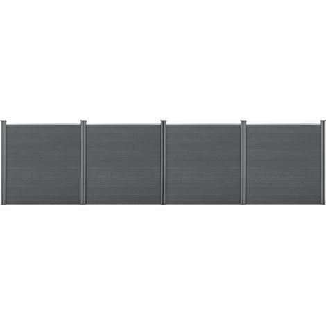 Gartenzaun Getafe WPC mit Pfosten 183x705 cm Grau neu.holz (1/5)