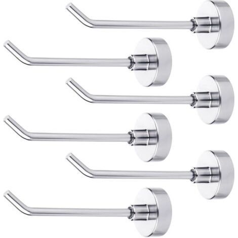6 Pieces Magnetic Hooks, Heavy Duty Magnetic Hooks 5.5cm Magnetic Hooks for Hanging for Cruise Cabins, Grill, Fridge, Kitchen, Garage, (Silver) (1/5)