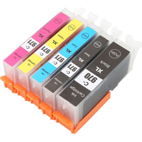 Cartouche d'encre rechargeable multicolore 970-971 pour imprimante jet d'encre PIXMA MG5790 MG5795, 5 couleurs (noir, cyan, magenta, jaune) (1/5)
