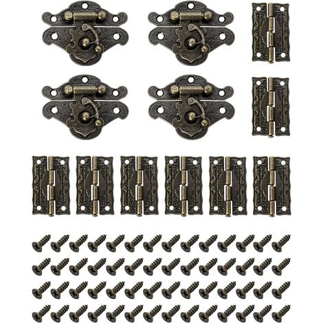 Set of Antique Vintage Locks with Hinges and Screws for Cabinet Cabinet Cabinet Box (1/5)