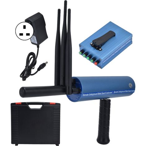 AKS Metalldetektor Tragbarer Metalldetektor 3 Antennen mit einer Reichweite von 1200 Metern Hochpräzise blaue Anzeige für die Metalldetektion UK-Stecker 100240V.