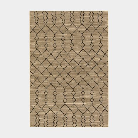 Décoweb – Tapis scandinave marron et noir 160 x 230 cm – Tissé plat 100% polypropylène – Usage intérieur/extérieur – Épaisseur 5 à 10 mm