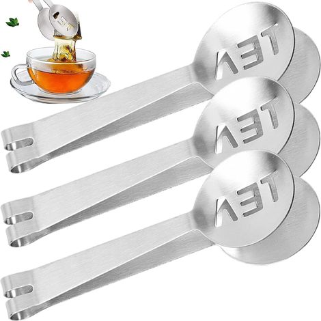 3Pcs Pinces à Thé En Acier Inoxydable, Presse-sachets De Thé Sachet Agrumes Passoire Support Poignée Cuillère Mini Sucre Pince Cuisine Bar Outils Pour Polyvalent Passoire à sachet De Thé (1/5)