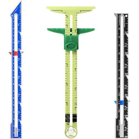 Set di tre strumenti professionali per cucito e misurazione, strumenti per misurare i tessuti, righelli per progetti fai da te, righelli da cucito con tacche, strumenti per cucito e misurazione. (1/5)