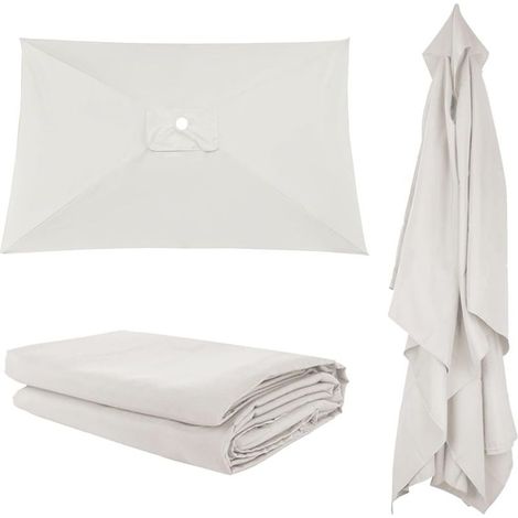 GDHZS- Auvent De Remplacement Pour Parasol 300x200cm 6 Baleines,Toile De Rechange Rectangulaire,Protection UV Durable Housse Pour Parapluie,Offwhite,3×2m (1/5)
