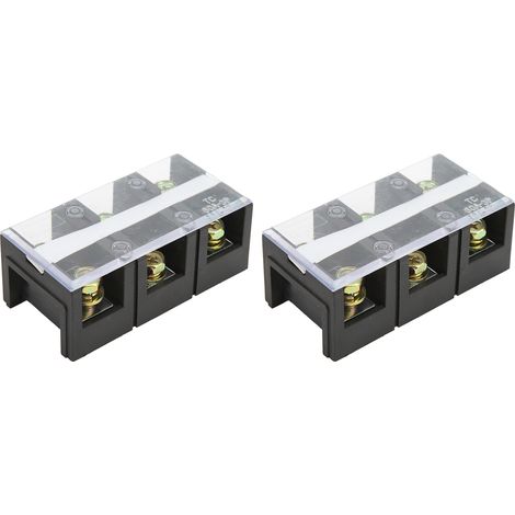 2 Barres de jonction doubles 60A 600V, bornier compact avec coque PC pour système de distribution électrique, 3 positions (603) (1/5)