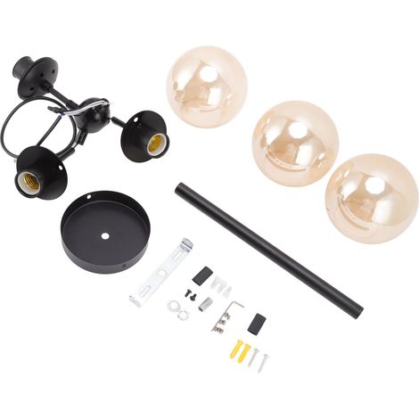 Plafonnier moderne et simple à 3 ampoules, douilles E27 et E26, compatible avec les salons et les cafés, 100-240 V.
