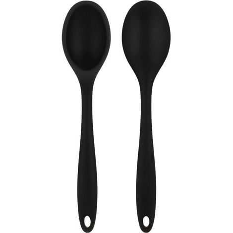 Cuillère à mélanger longue en silicone 2 pièces, cuillère de cuisson antiadhésive résistante à la chaleur, cuisine cuisson cuisson cuillère à remuer ustensiles de cuisine comestibles (1/5)