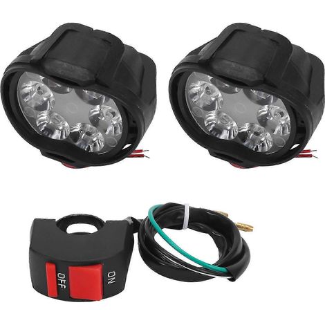 Lot de 2 phares avant universels pour moto et scooter, 6 LED, 10 W, 1000 lm, avec interrupteur, blanc 6000 K. (1/5)