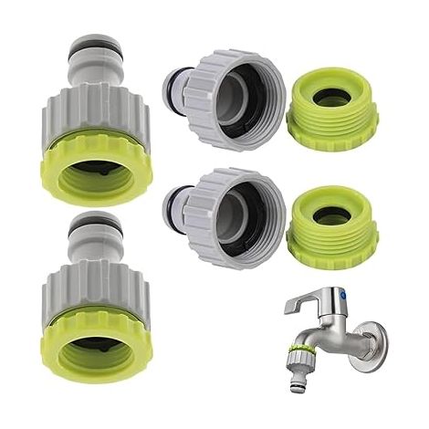 4 Pièces Raccord Robinet Universel Fileté Femelle 1/2 Pouces et 3/4 Pouces pour Tuyau d’Arrosage et Irrigation de Jardin (1/5)