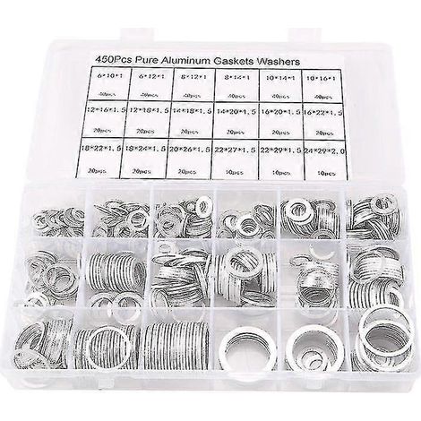 2024 450 pièces Joint en aluminium Rondelle plate en aluminium Bague d'étanchéité en aluminium (1/5)