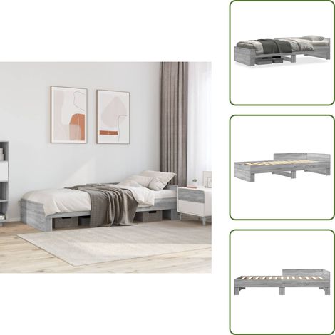 Bettgestell Grau Sonoma 100x200 cm Holzwerkstoff - Holzbettfassungen - Betten Gestellen - Einzelbett - Grau Sonoma - Lattenrost (1/5)
