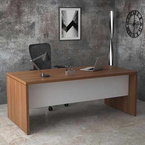 Bureau de direction moderne coloris noyer Saturne (1/3)