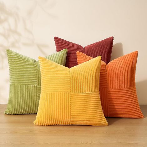 Corduroy solid color patchwork combination home decoration pillowcase, cushion cover, seat cushion cover -- colorful patchwork combination -- 4545cm