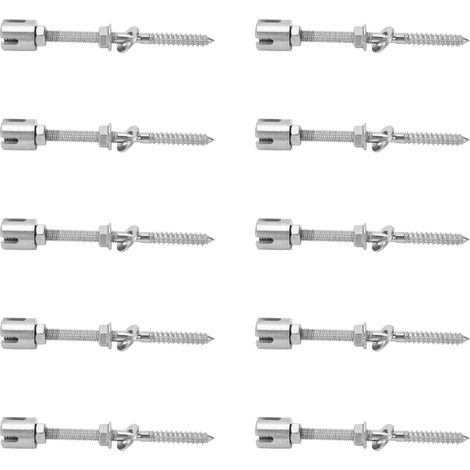 Lot de 10 serre-câbles croisés en acier inoxydable 316 résistant à la corrosion, avec tige filetée, pour câbles de diamètre inférieur à 4 mm (0,16 po). (1/5)