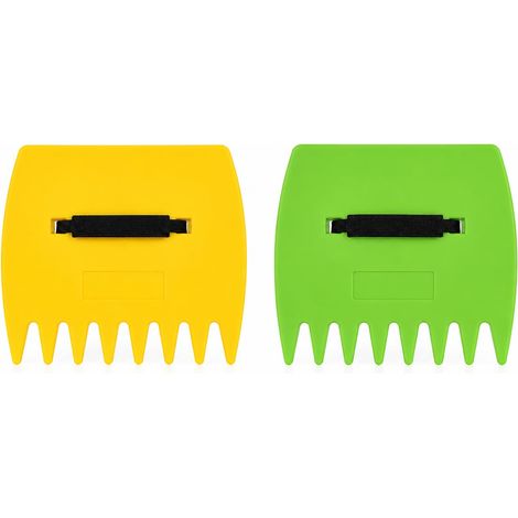 1 paire de ramasse-feuilles avec poignée, un jaune et un vert de 33,5 x 23,5 x 1,5 cm, design ergonomique et léger pour ramasser facilement les feuilles, ramasse-feuilles robustes pour nettoyer les (1/4)