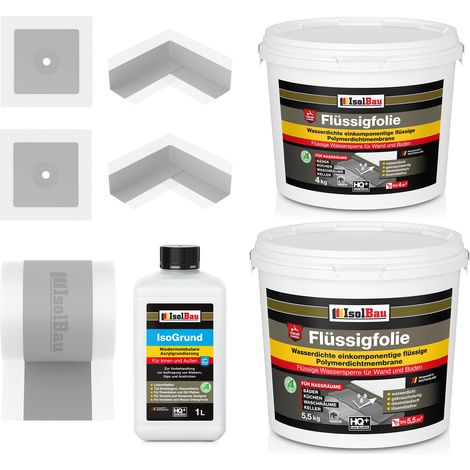 Isolbau Dichtset Badabdichtung Dusche Flüssigfolie Dichtfolie 9,5 kg Dichtband (1/5)