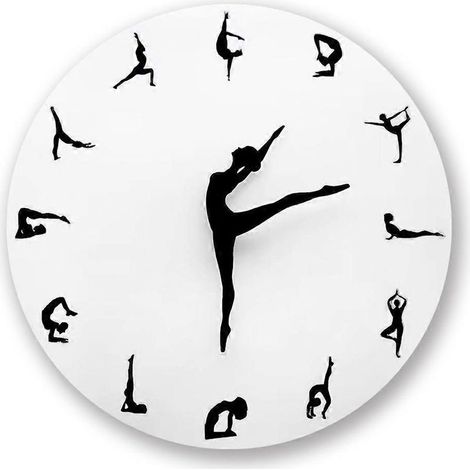 Horloge murale charmante représentant une danseuse de yoga, décoration pour chambre d'enfant, horloge murale moderne, horloge décorative représentant une danseuse (1/5)