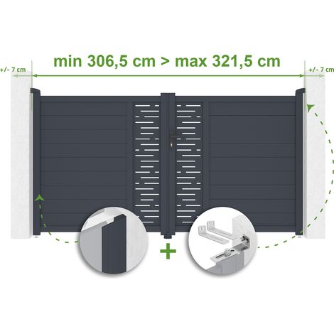 Verstellbares Drehtor Breite 3m ARLBERG H.160cm grau Aluminium (1/4)