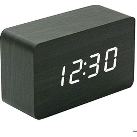 Sveglia a LED in legno, ideale come regalo per studenti, orologio digitale con visualizzazione di temperatura e data. (1/5)