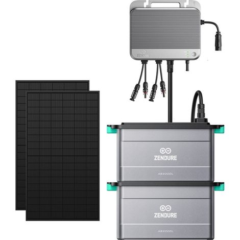 Zendure SolarFlow 800 - Micro-onduleur Hybride Intelligent 1200W MPPT, Puissance AC bidirectionnelle de 800 W, avec 450Wx2 Panneau Bifacial, avec AB2000Lx2 Batteries