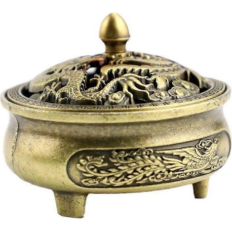 Brûleur d'encens en relief représentant un dragon et un phénix, ornement décoratif pour la maison ou le bureau. (1/5)