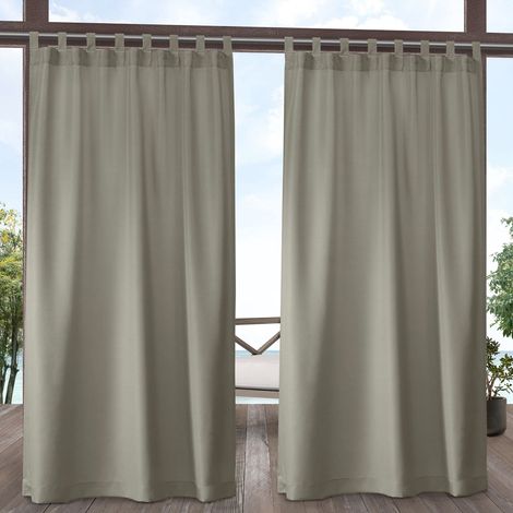 Lot de 2 Panneaux de Rideaux Unis pour intérieur/extérieur filtrant la lumière avec languettes Auto-agrippantes, 137,2 x 243,8 cm, Taupe (1/5)
