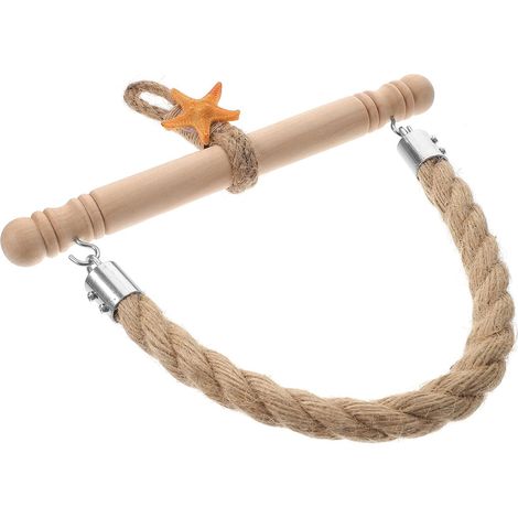 Porte-Rouleau de Papier Toilette Support Suspendu Vintage en Corde Nautique Mural en Matériaux Naturels, Style Méditerranéen pour Décoration de Salle de Bain (1/5)