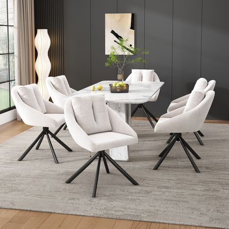 seduta sedia sala da pranzo girevole velluto beige 6 OKMYHOME (1/5)