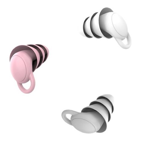 Bouchon d'oreille anti-bruit en silicone pour sommeil, bouchon d'oreille doux et réutilisable, structure de parapluie à trois couches, bouchon d'oreille pour natation, ronflement, ivoire MNS (1/4)