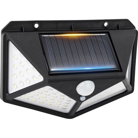 Lampe solaire d'extérieur avec détecteur de mouvement, projecteur solaire LED pour jardin, 100 LED, 3 modes, angle de 270°, IP65, batterie 800 mAh, [Classe énergétique G] (1/5)