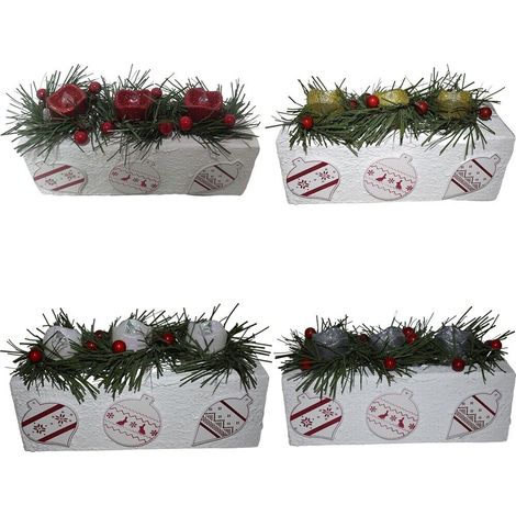 Centro tavola di natale in legno candele luci led decorazione addobbi per casa - colorigenerali: Candele rosse (1/5)