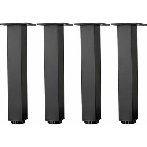 Pieds de meubles réglables en aluminium, supports de table basse et canapé, pieds d'armoire et lavabo salle de bain, 5-40cm, noir mat, avec vis, 4 pièces (30cm/11.8in) (1/5)