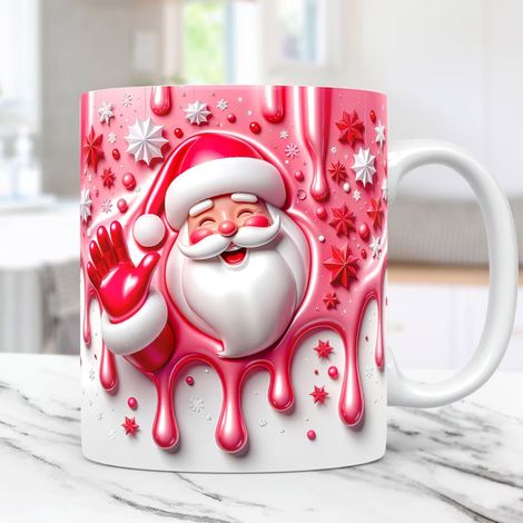 Mug De Noël - En Céramique - 350 ml - Motif Père Noël Arbre De Noël Bonhomme De Neige - Usage Cuisine Décoration Festive - 1 Pièce (1/5)