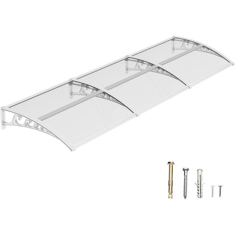Auvent de Porte d’Entrée 150 × 240 cm, Marquise en Polycarbonate Transparent, Toit de Protection Résistant Contre la Pluie et Les Rayons UV, Gris pour Maison et Entrée (1/5)