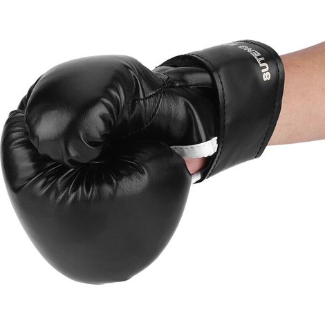Kinderboxhandschuhe für Muay Thai und Kickboxtraining, schwarz