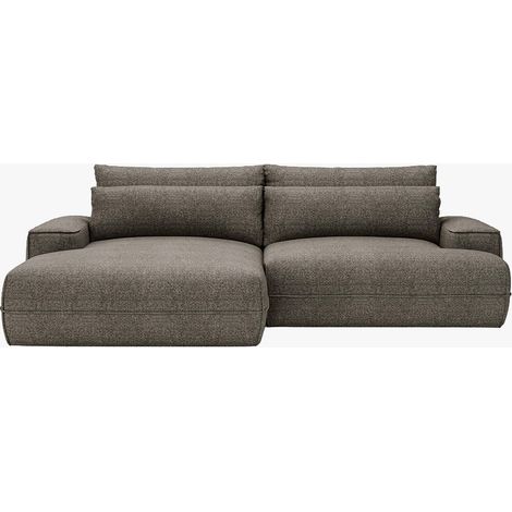 NOEMIA Canapé d'angle convertible avec coffre en tissu taupe - Angle gauche (1/5)
