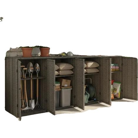 Soporte para contenedores, solución de almacenamiento exterior, diseño duradero y resistente a la intemperie, color caqui. (1/2)